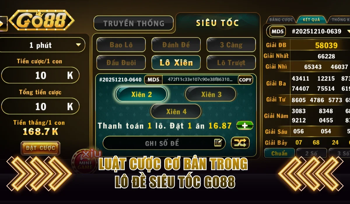 Luật cược cơ bản trong lô đề siêu tốc Go88