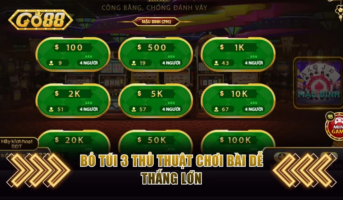 Bỏ túi 3 thủ thuật chơi bài dễ thắng