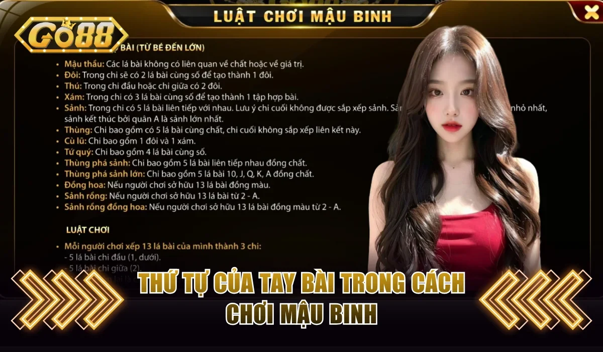 Thứ tự của tay bài trong cách chơi Mậu Binh